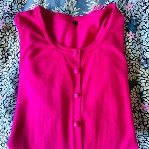 Vibrant Pink Button-Up Cardigan